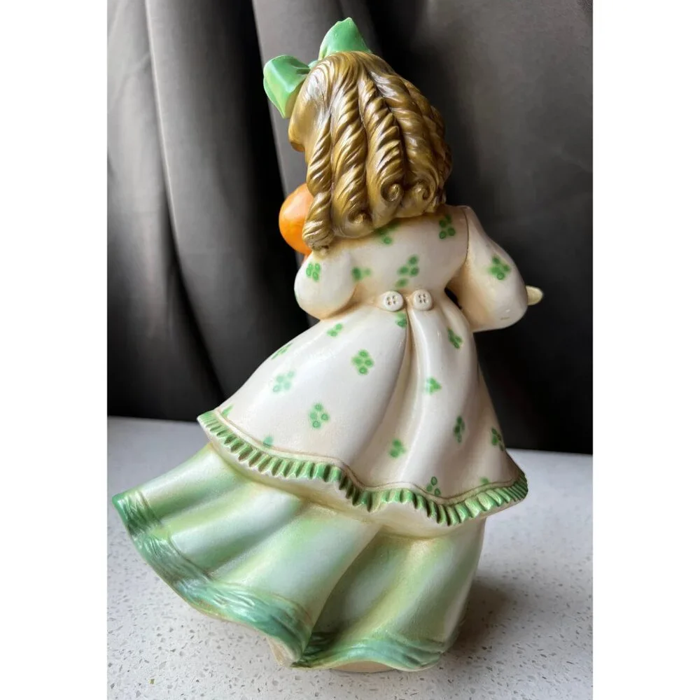 Signed Shull Ceramic Chalkware Girl with Doll 9” Figurine